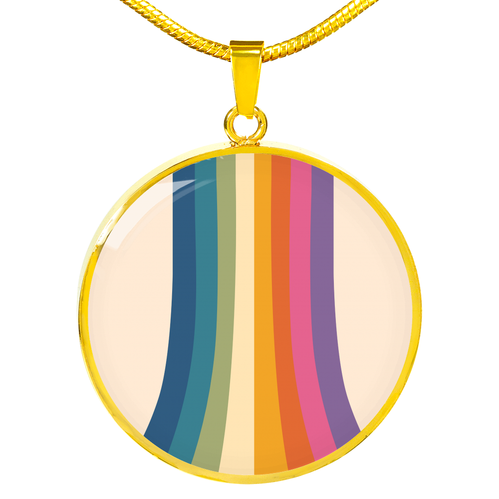 Natania I Am Me 70's Stripes Round Pendant Luxury Necklace
