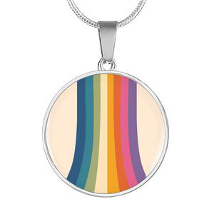 Natania I Am Me 70's Stripes Round Pendant Luxury Necklace