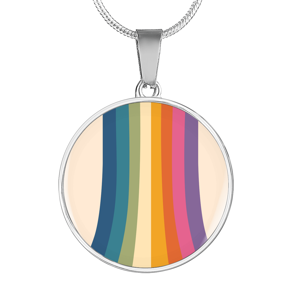 Natania I Am Me 70's Stripes Round Pendant Luxury Necklace