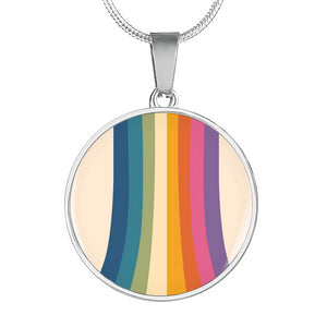 Natania I Am Me 70's Stripes Round Pendant Luxury Necklace