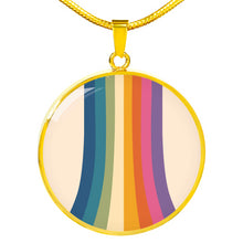Load image into Gallery viewer, Natania I Am Me 70&#39;s Stripes Round Pendant Luxury Necklace