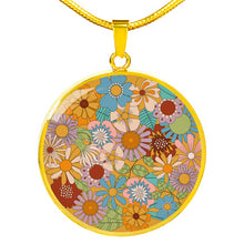 Load image into Gallery viewer, Natania 70&#39;s Inspired Floral Circle Pendant Necklace