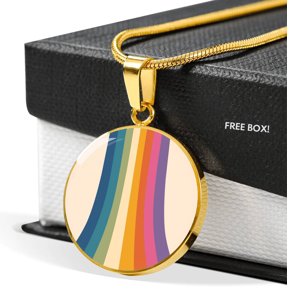 Natania I Am Me 70's Stripes Round Pendant Luxury Necklace