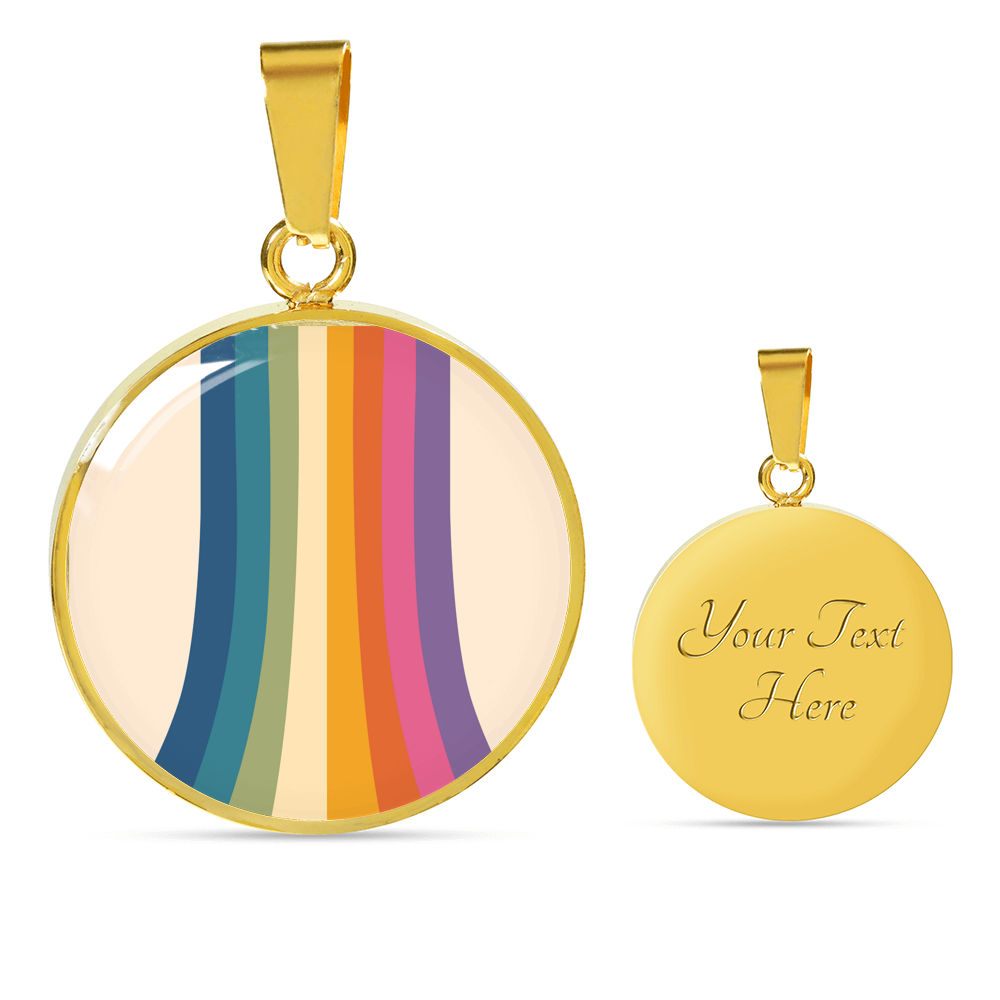 Natania I Am Me 70's Stripes Round Pendant Luxury Necklace