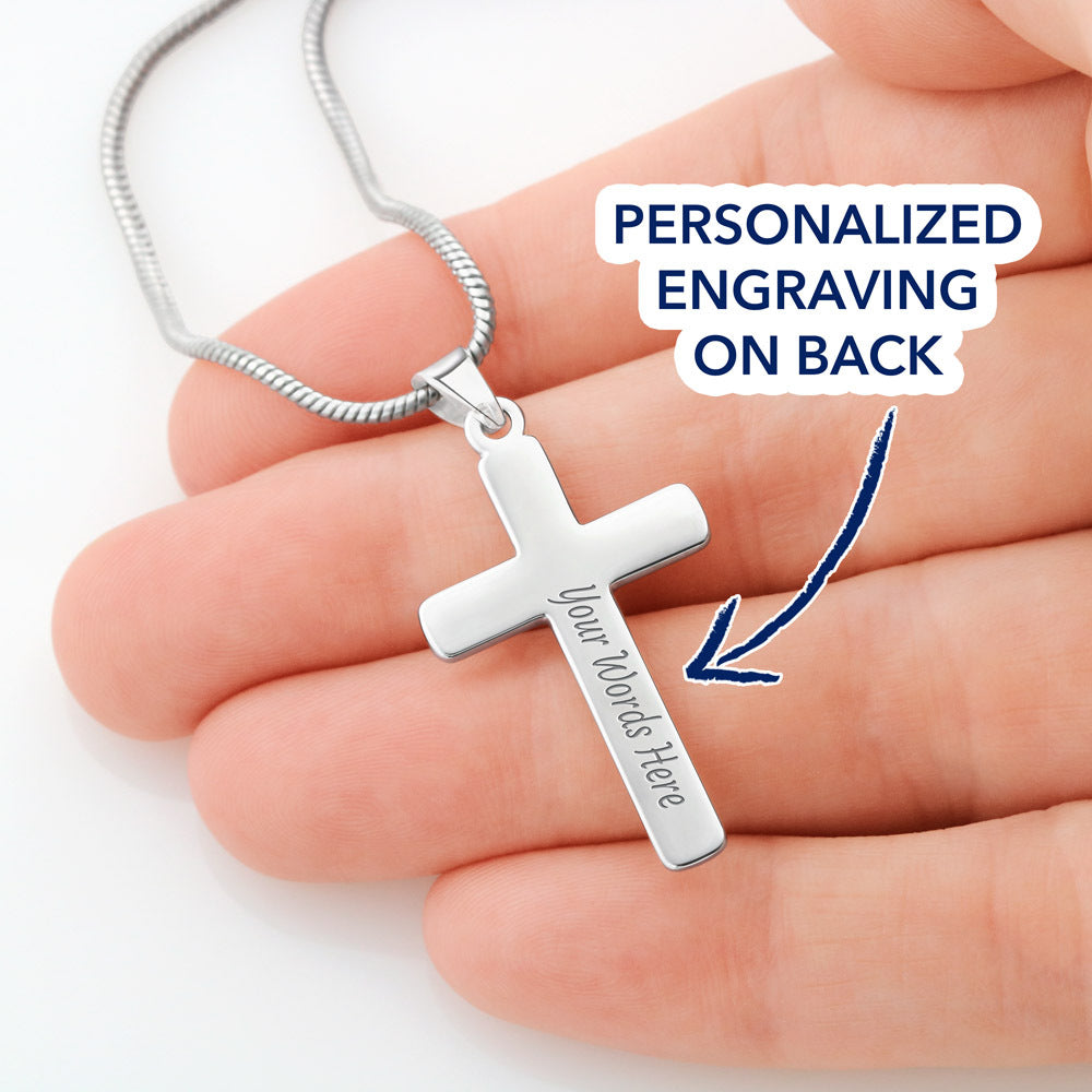 Be Strong And Courageous Personalised Cross Necklace