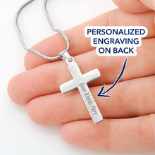 Load image into Gallery viewer, Be Strong And Courageous Personalized Cross Necklace