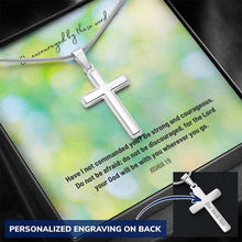 Load image into Gallery viewer, Be Strong And Courageous Personalized Cross Necklace