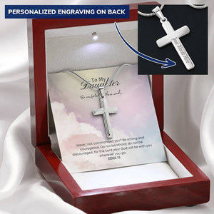 Be Strong And Courageous Personalised Cross Necklace