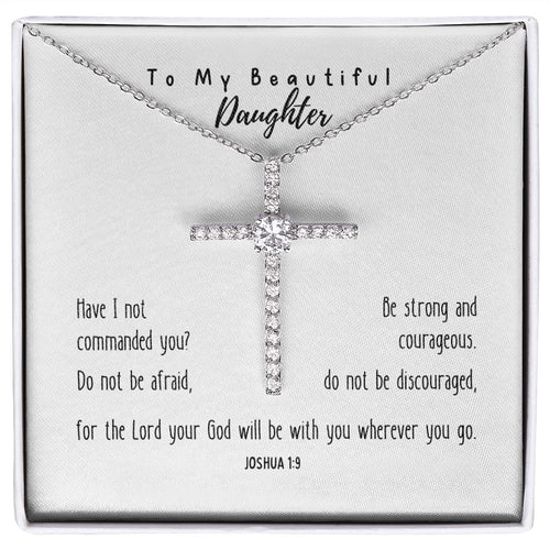 Cubic Zirconia Cross Necklace | Have I Not Commanded You