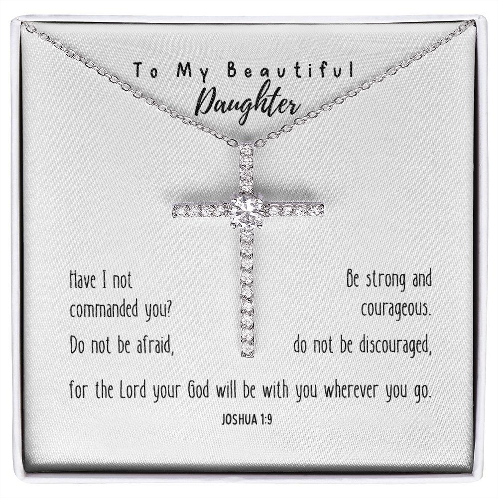 Cubic Zirconia Cross Necklace | Have I Not Commanded You