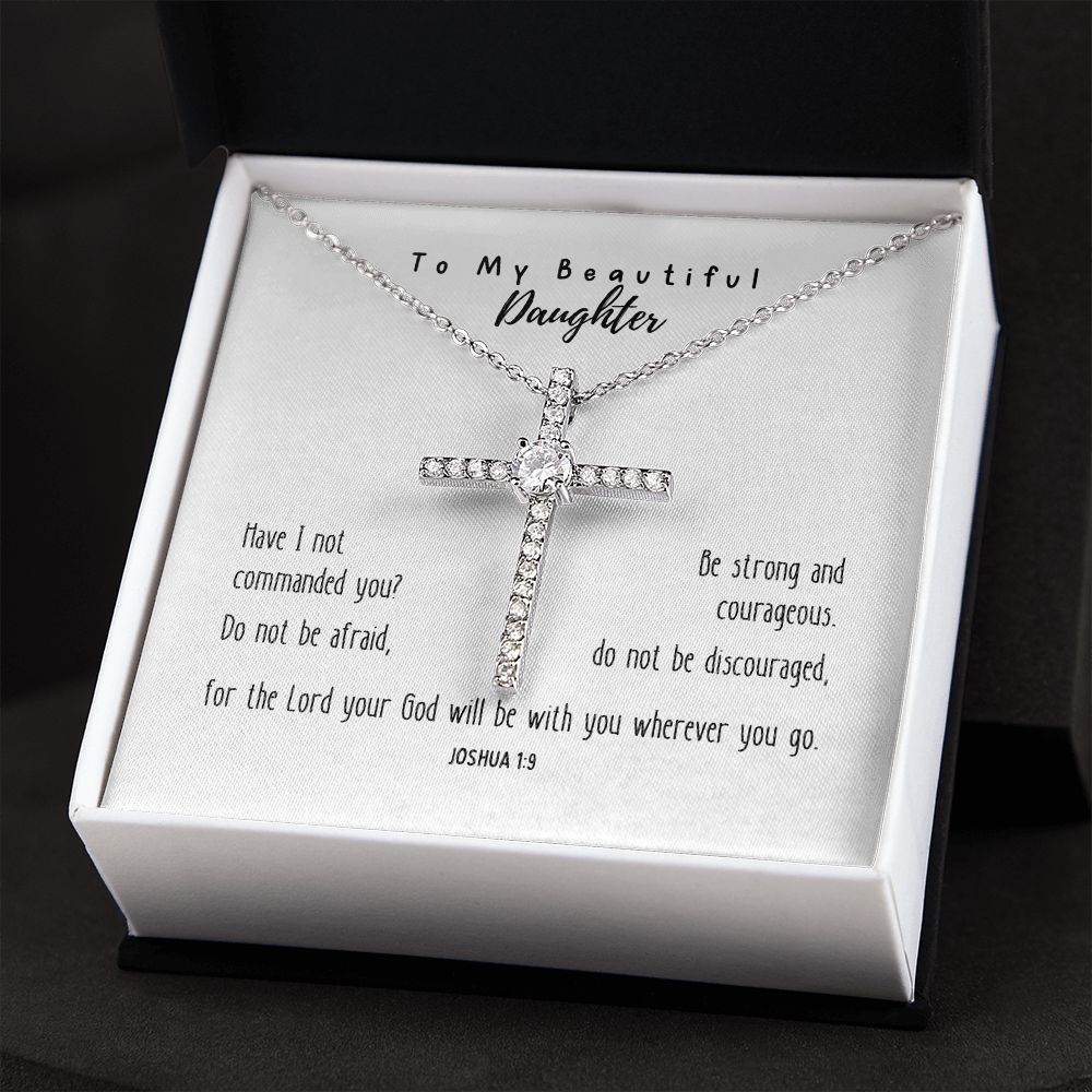 Cubic Zirconia Cross Necklace | Have I Not Commanded You