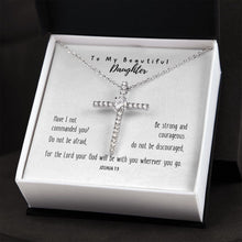 Load image into Gallery viewer, Cubic Zirconia Cross Necklace | Have I Not Commanded You