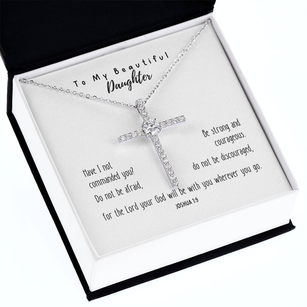 Cubic Zirconia Cross Necklace | Have I Not Commanded You