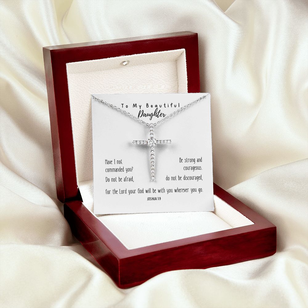 Cubic Zirconia Cross Necklace | Have I Not Commanded You