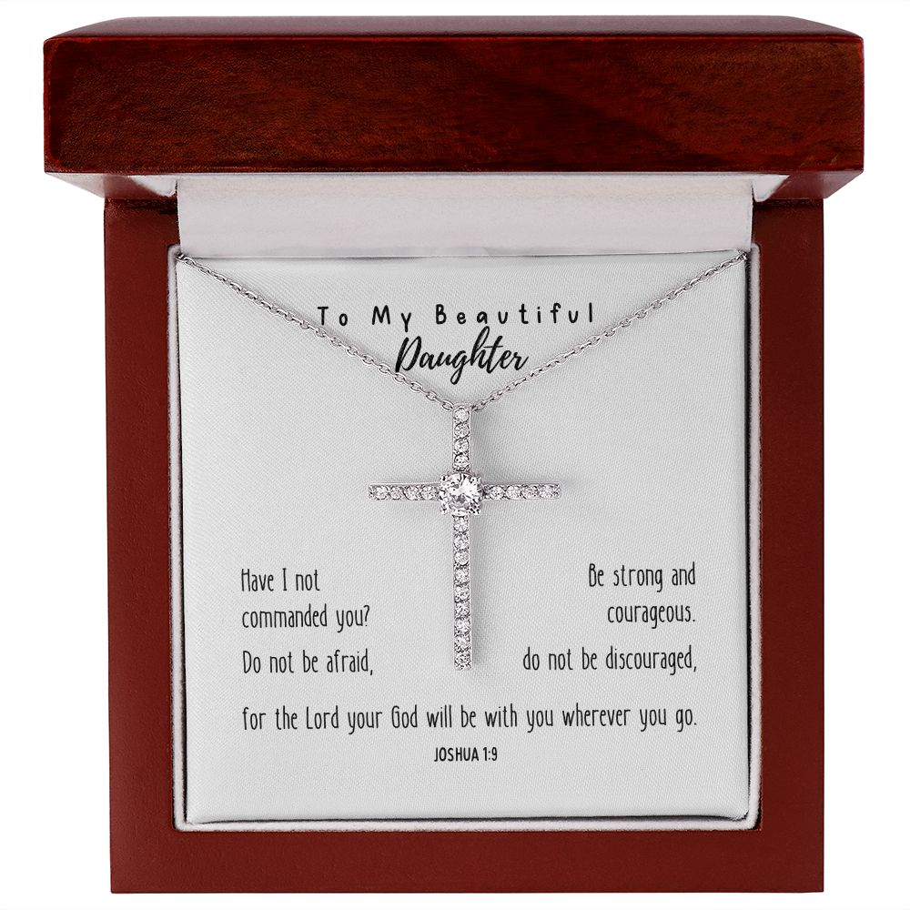 Cubic Zirconia Cross Necklace | Have I Not Commanded You