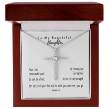 Load image into Gallery viewer, Cubic Zirconia Cross Necklace | Have I Not Commanded You