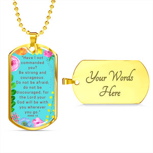 Be Strong And Courageous Dog Tag Pendant Ball Chain Necklace