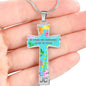 Be Strong And Courageous Cross Pendant Luxury Necklace