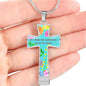 Be Strong And Courageous Cross Pendant Luxury Necklace