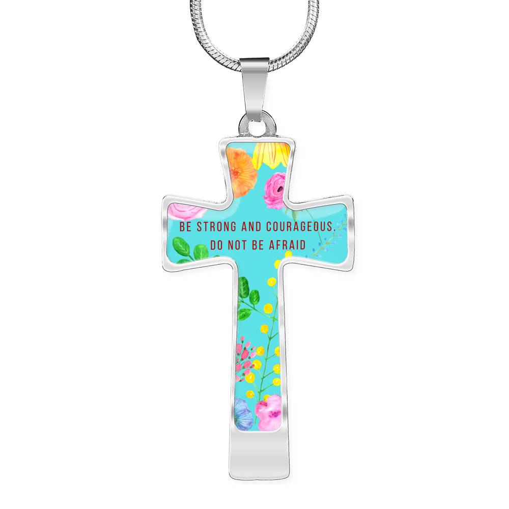 Be Strong And Courageous Cross Pendant Luxury Necklace