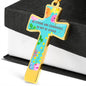 Be Strong And Courageous Cross Pendant Luxury Necklace