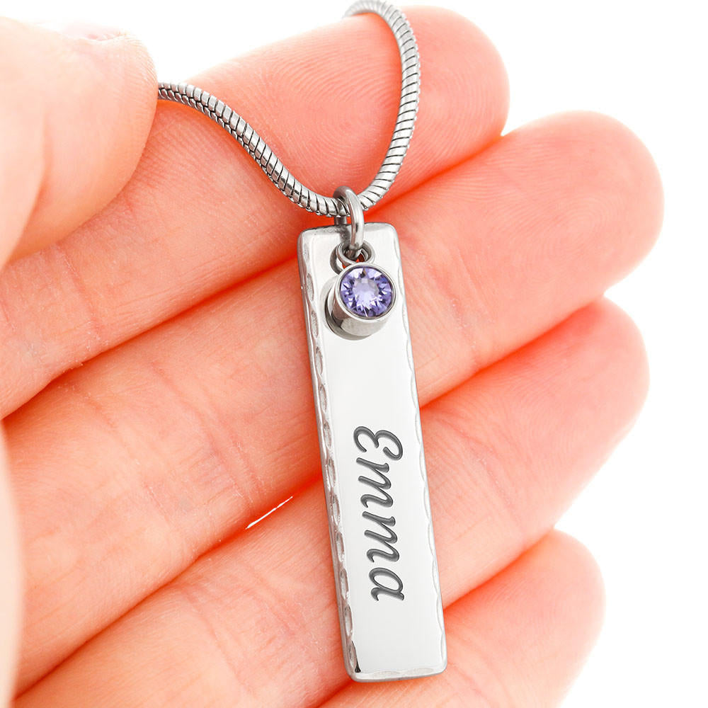 Be Strong And Courageous - Birthstone Name Necklace