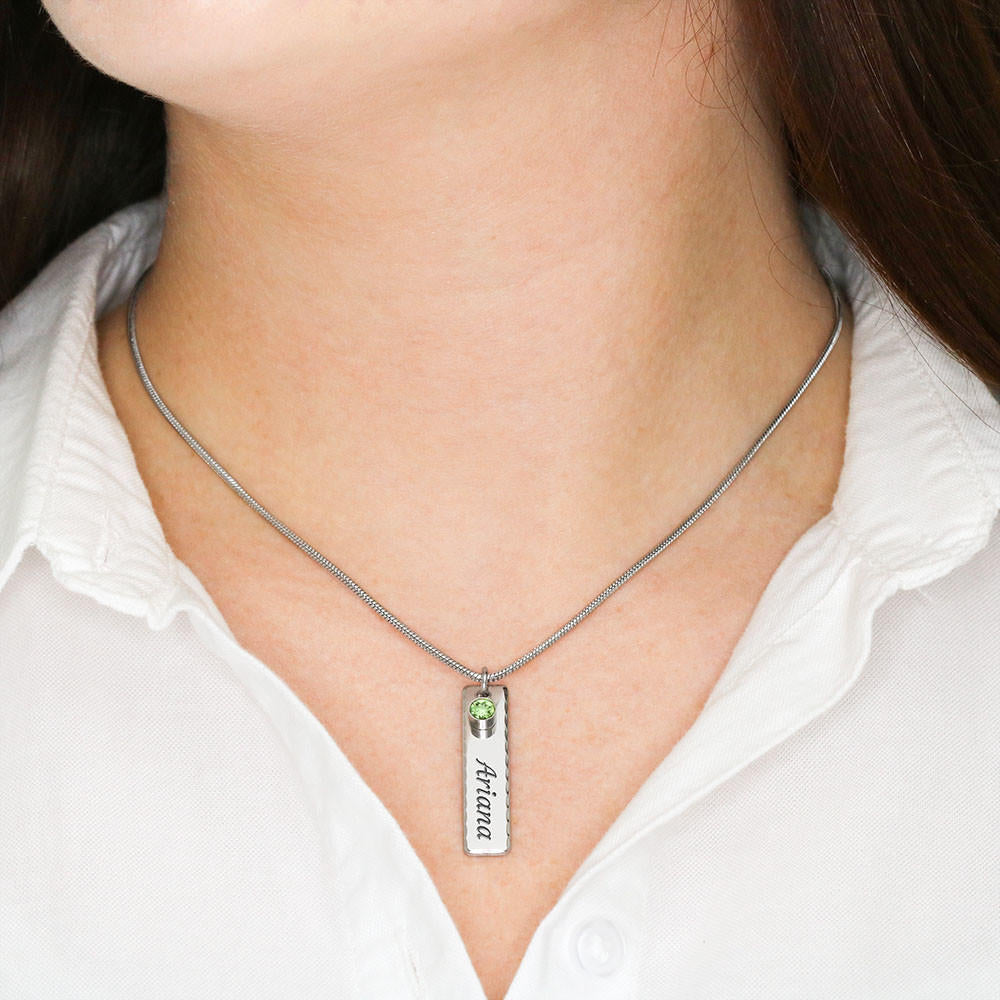 Be Strong And Courageous - Birthstone Name Necklace