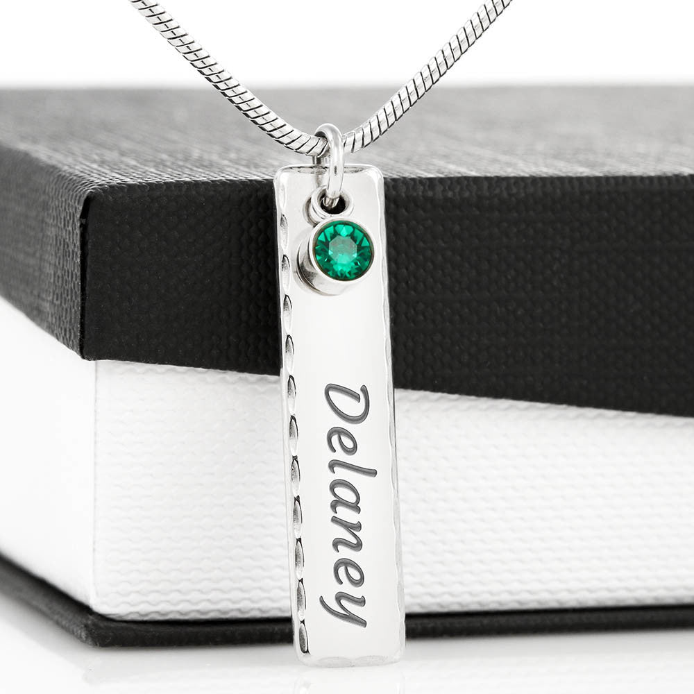 Be Strong And Courageous - Birthstone Name Necklace