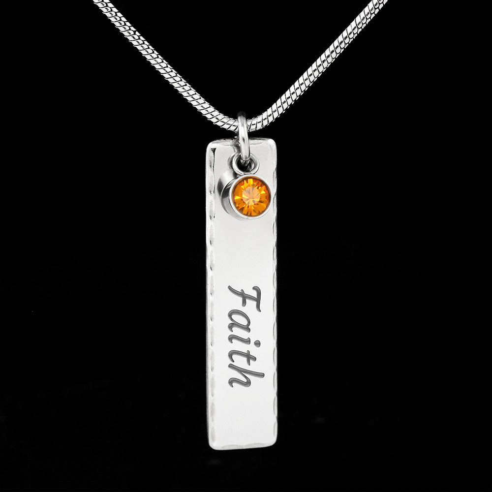 Be Strong And Courageous - Birthstone Name Necklace