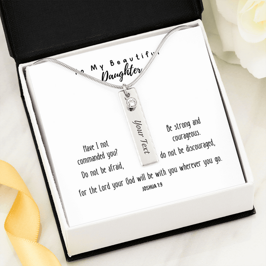 Be Strong And Courageous - Birthstone Name Necklace