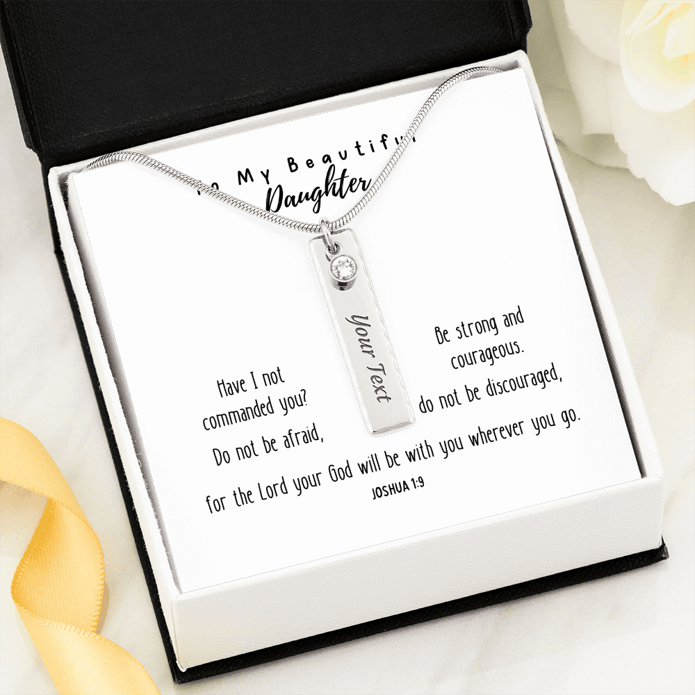 Be Strong And Courageous - Birthstone Name Necklace