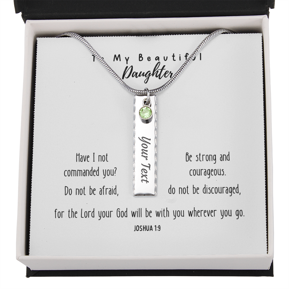 Be Strong And Courageous - Birthstone Name Necklace